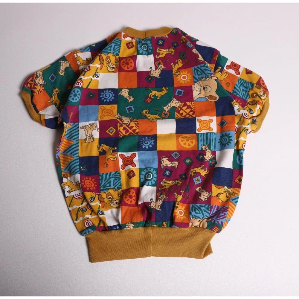 Vintage Disney Lion King Simba All Over Print Kids Short Sleeve Sweatshirt 90s